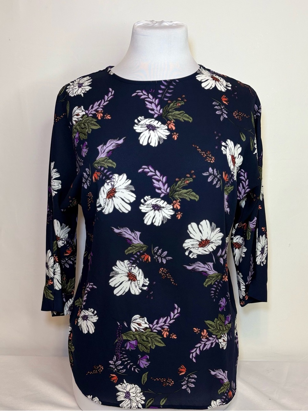 Primark Navy Floral Boatneck Top